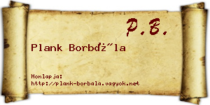 Plank Borbála névjegykártya